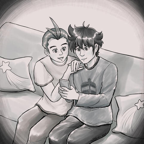 Half Body, Complex Background, 1 Additional Character